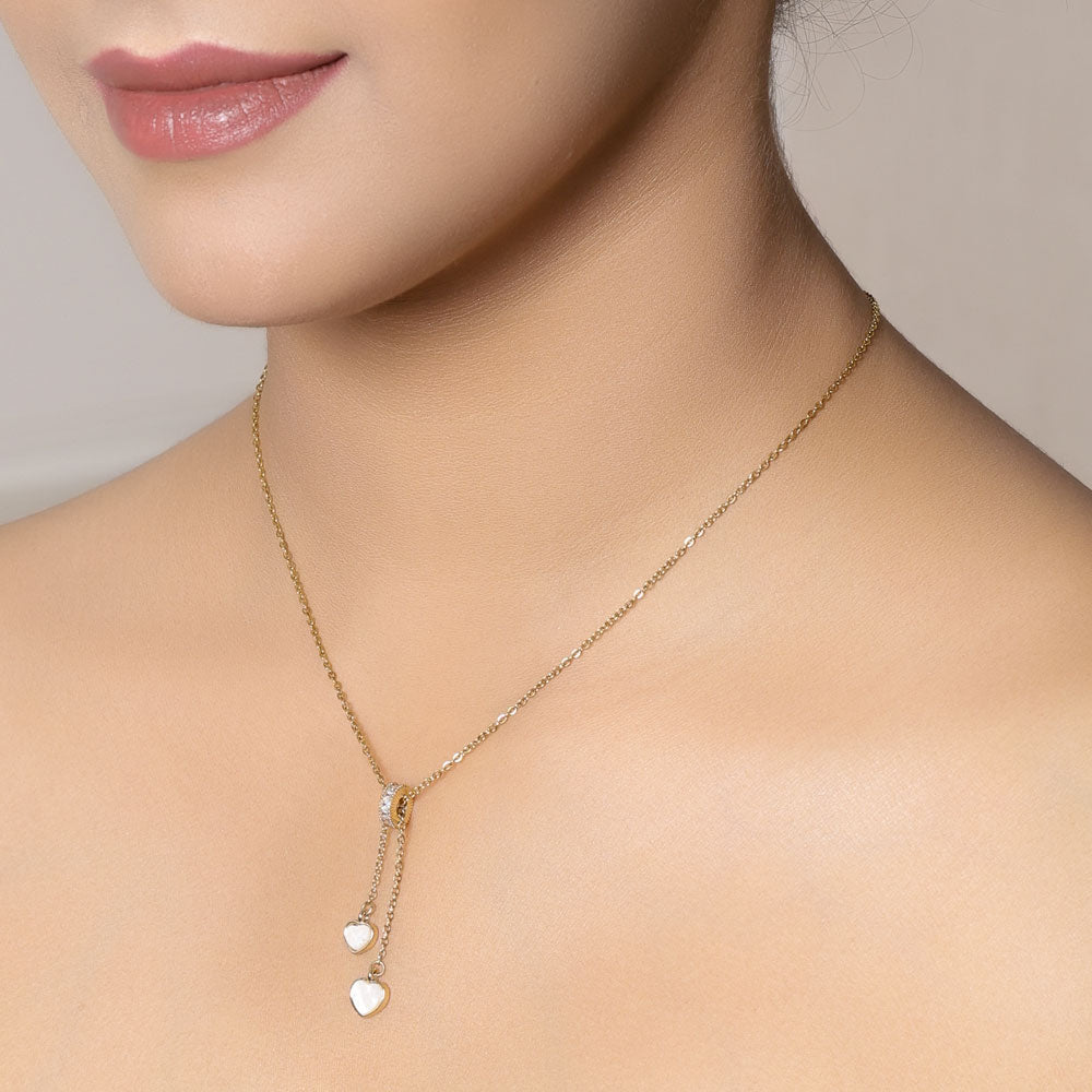 Crystal Heart Linkage Pendant Necklace