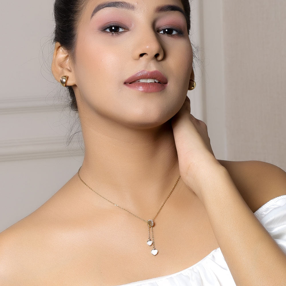 Crystal Heart Linkage Pendant Necklace
