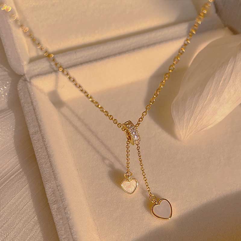 Crystal Heart Linkage Pendant Necklace