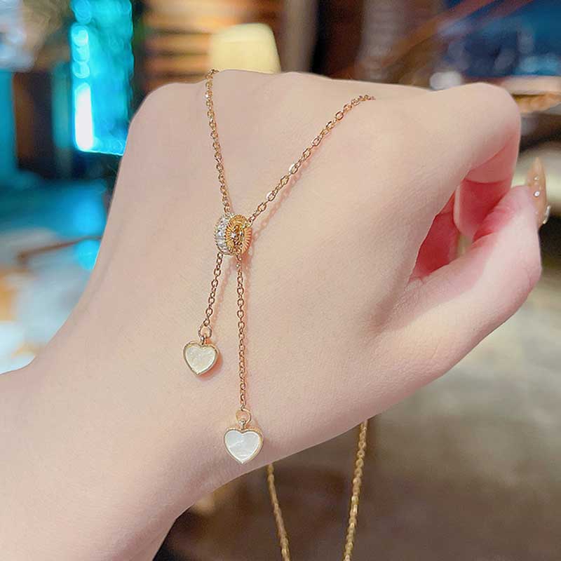 Crystal Heart Linkage Pendant Necklace