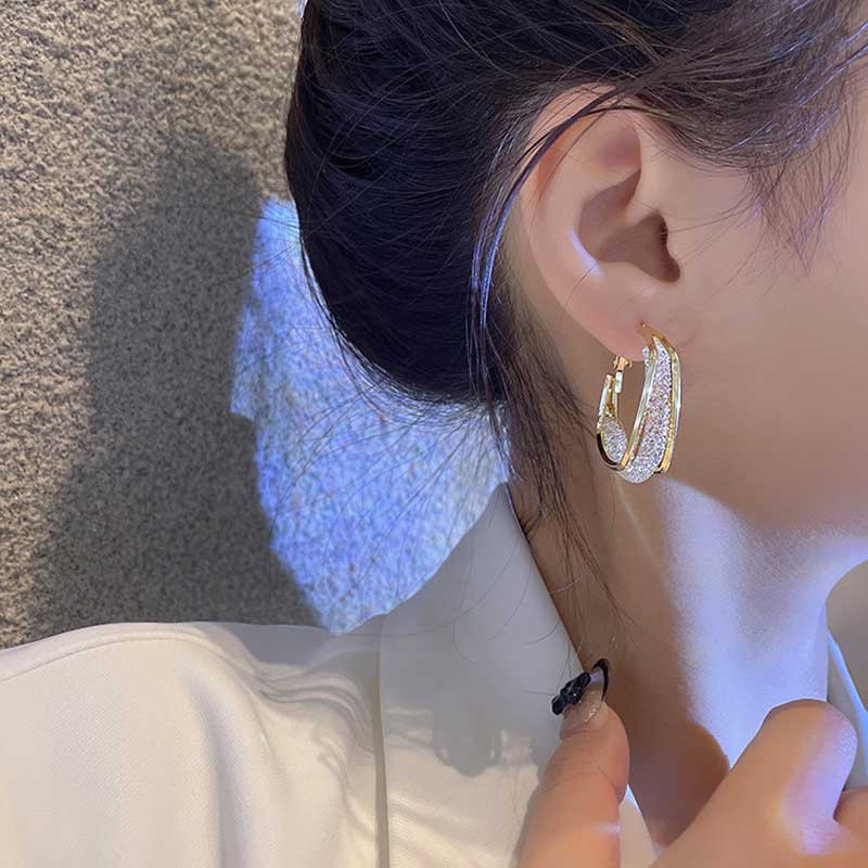 Gilded Mesh Square Hoops Earrings
