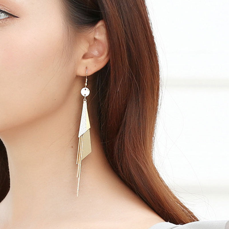 Geometric Triangle Tassel Earrings