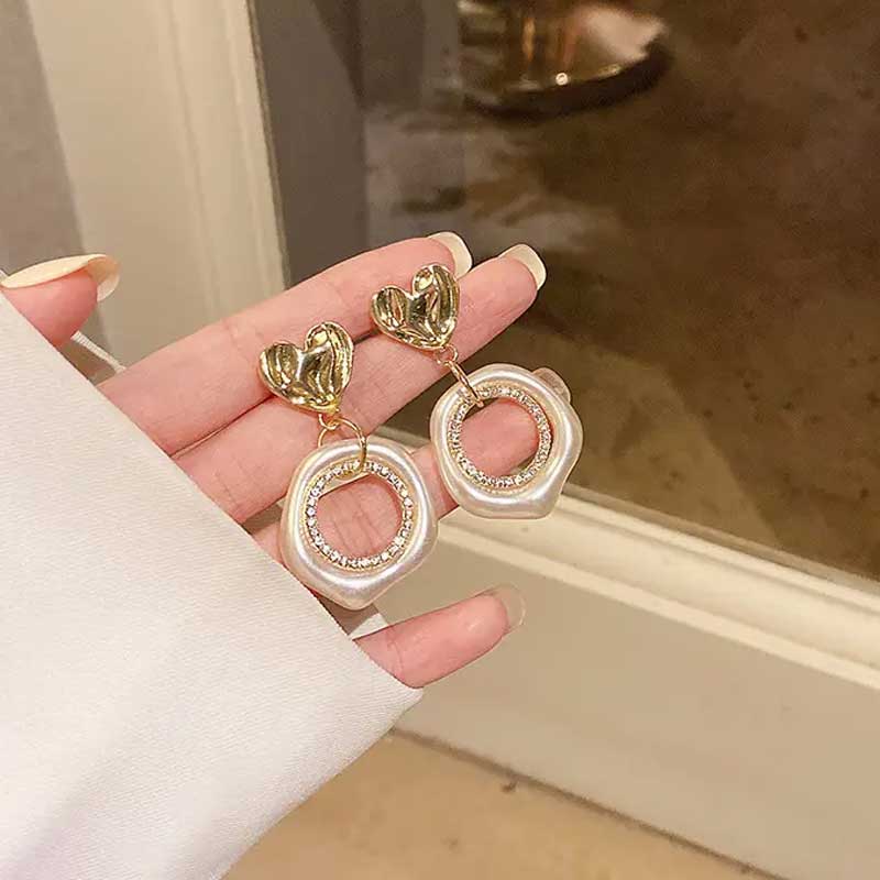 Heart Adorned Hoops Earrings