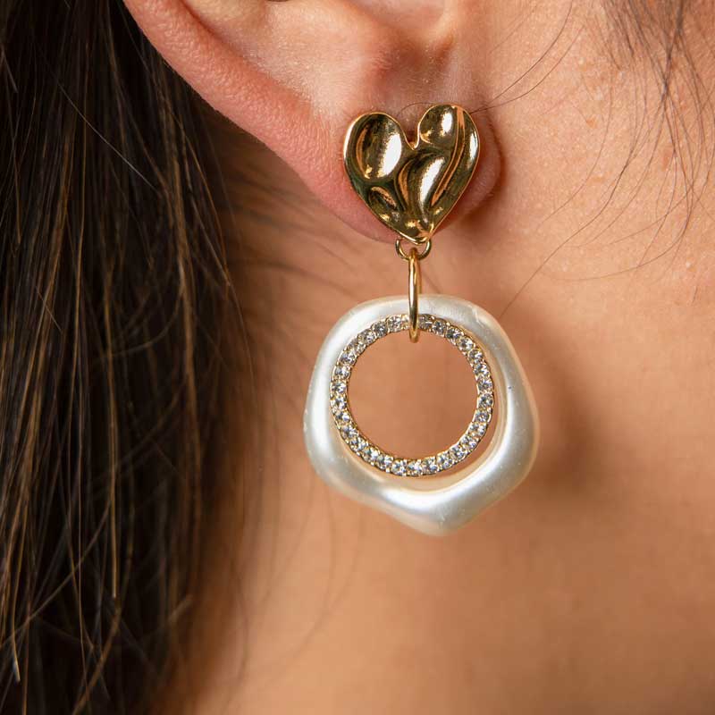 Heart Adorned Hoops Earrings