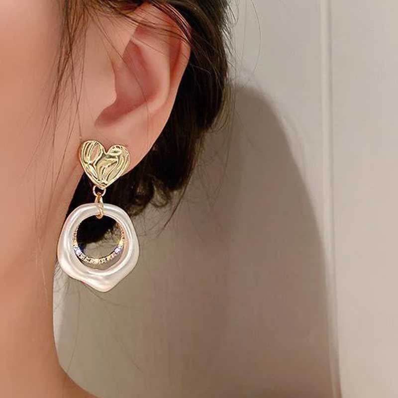 Heart Adorned Hoops Earrings