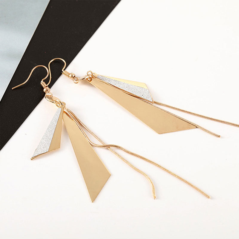 Geometric Triangle Tassel Earrings