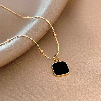 Onyx Square Pendant Necklace