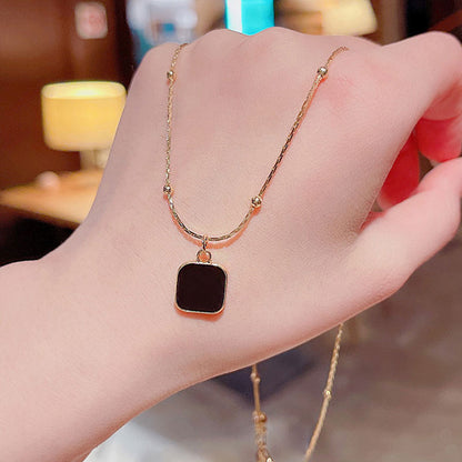 Onyx Square Pendant Necklace