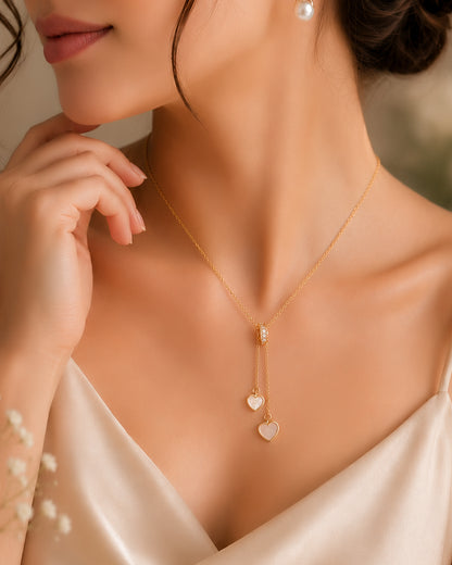 Crystal Heart Linkage Pendant Necklace