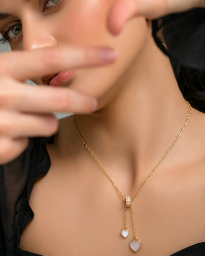 Crystal Heart Linkage Pendant Necklace