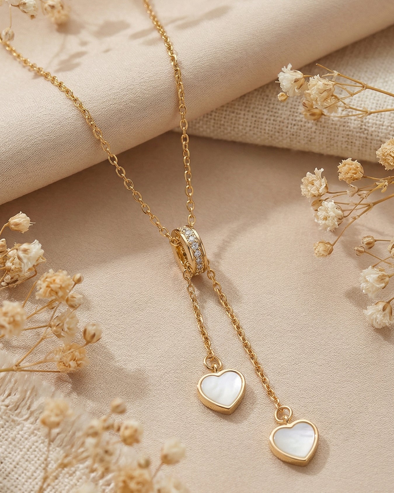 Crystal Heart Linkage Pendant Necklace