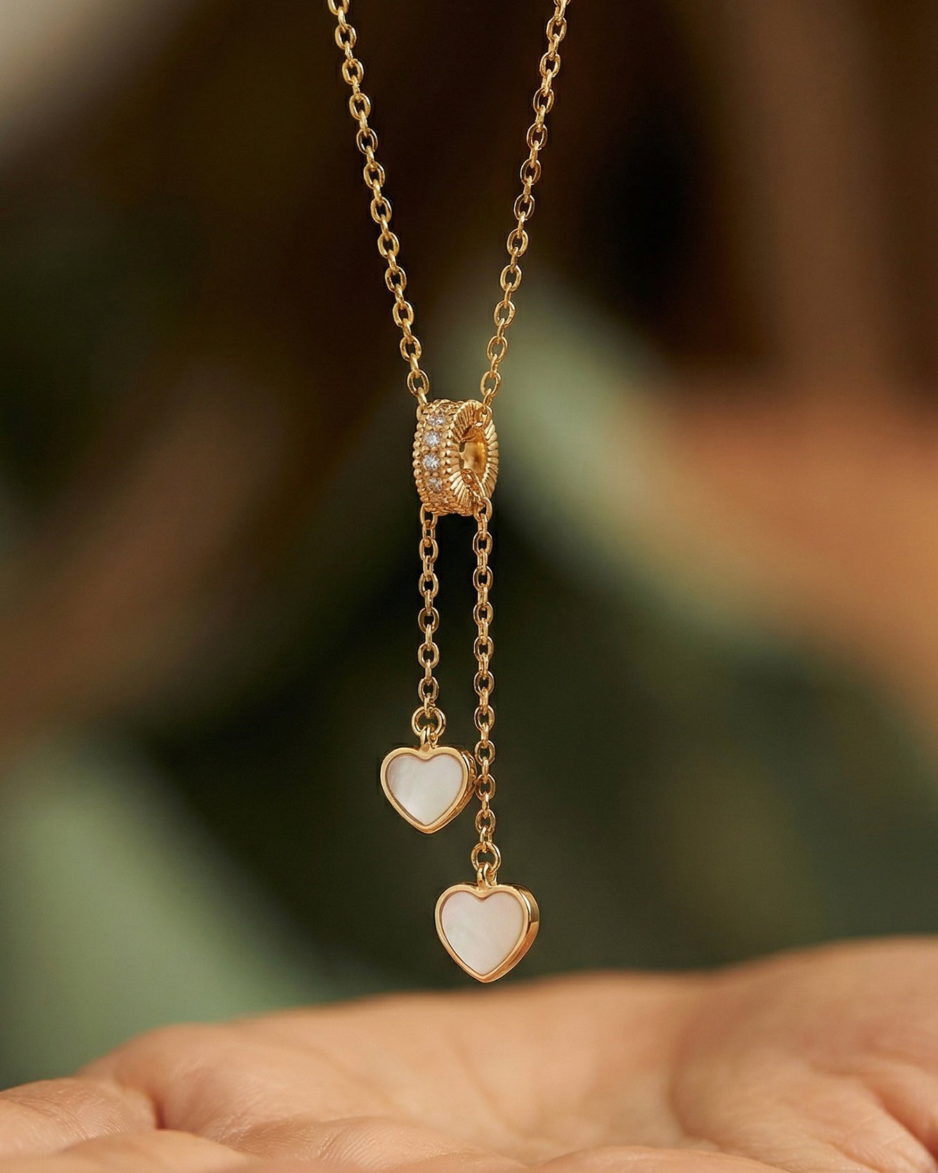 Crystal Heart Linkage Pendant Necklace