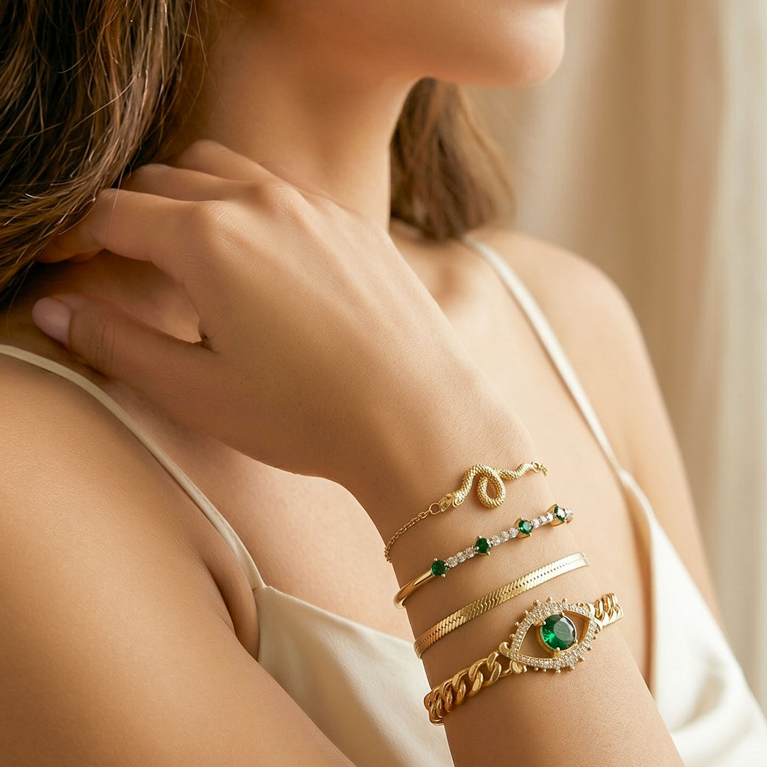 Emerald Evil Eye Bracelet