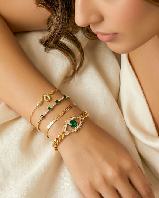 Emerald Evil Eye Bracelet