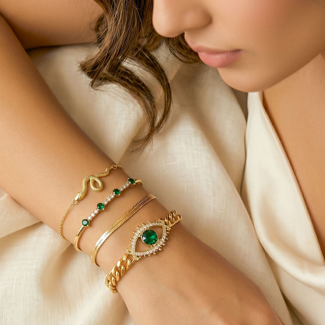 Emerald Evil Eye Bracelet
