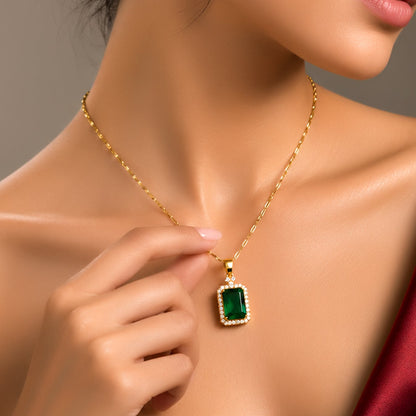 Sleek Emerald Pendant Necklace