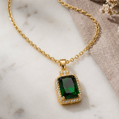 Sleek Emerald Pendant Necklace