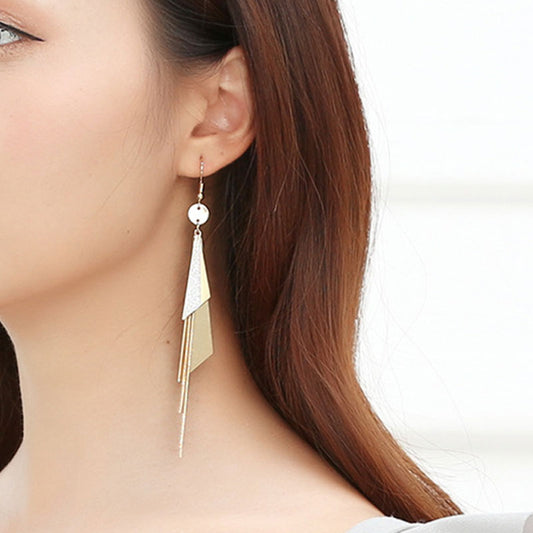 Geometric Triangle Tassel Earrings