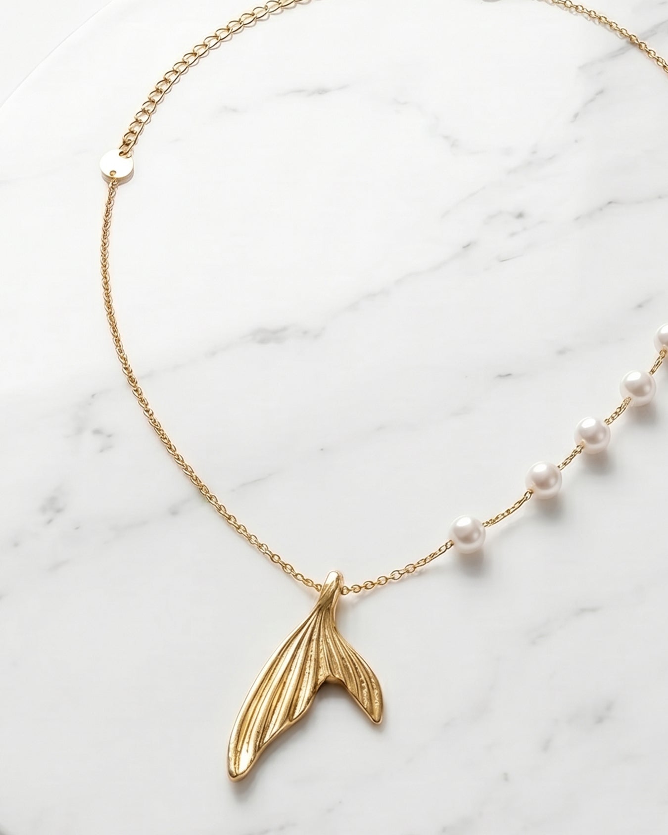 Pearl Fish Tail Pendant Necklace