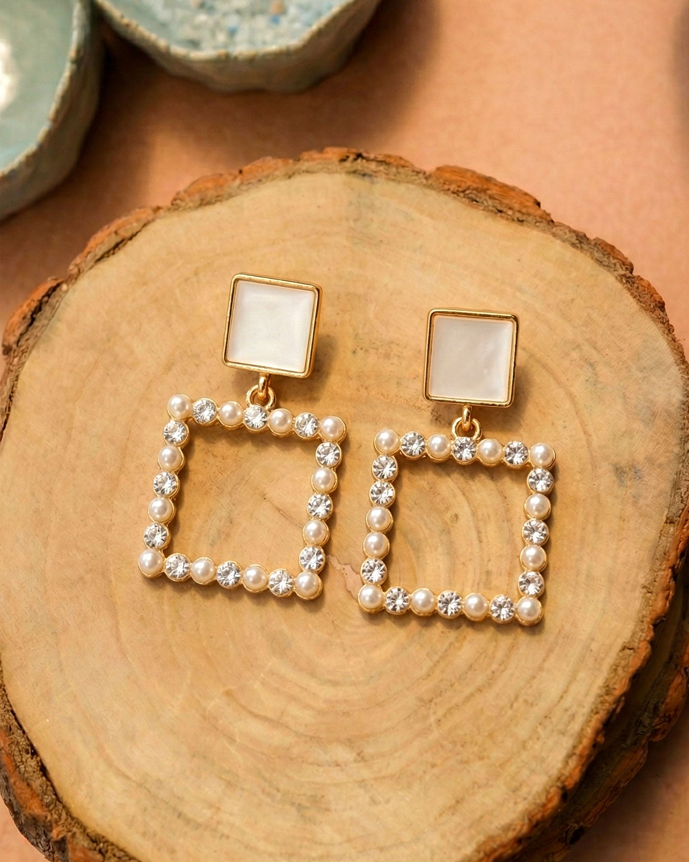 Geometric Pearl Earrings