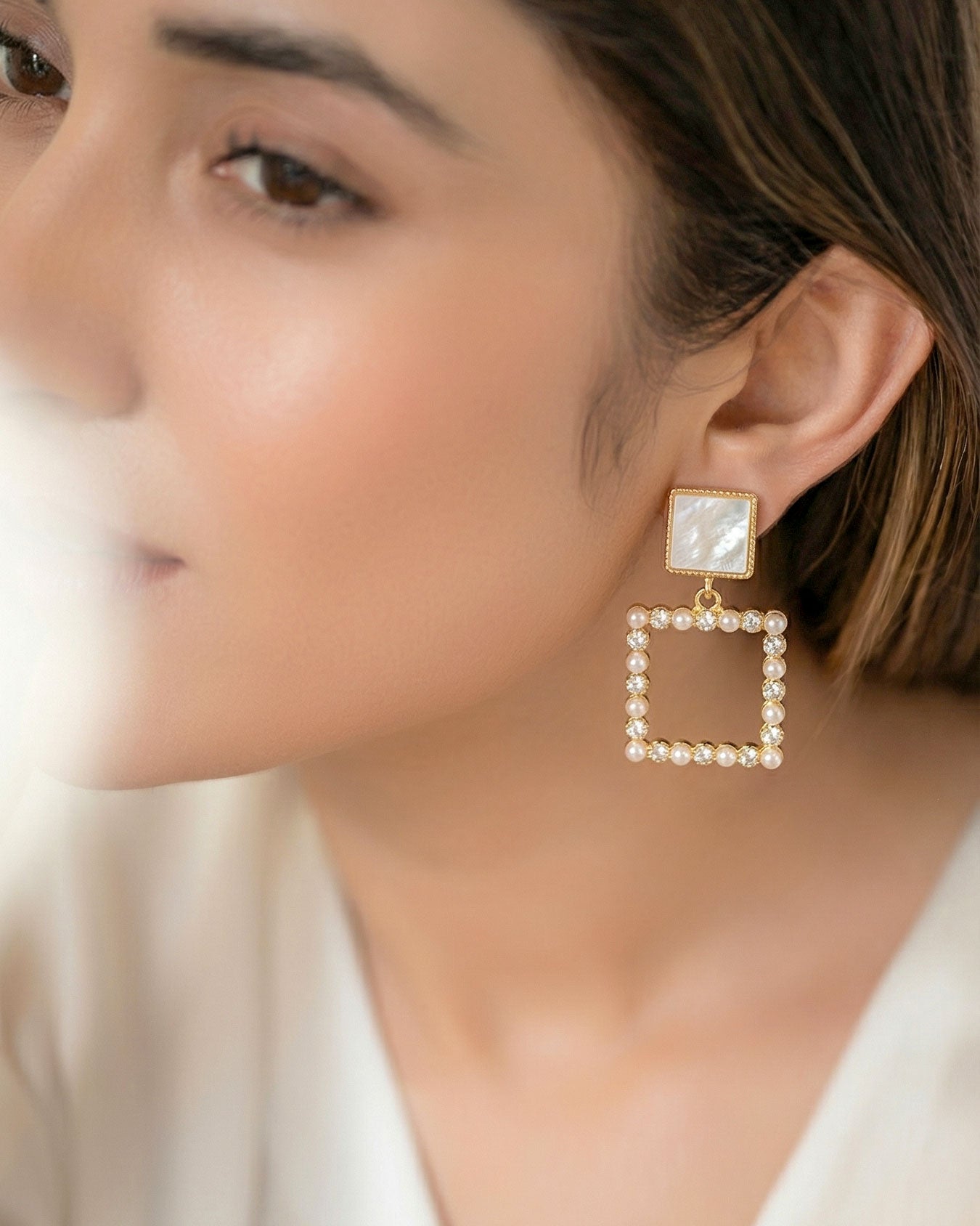 Geometric Pearl Earrings