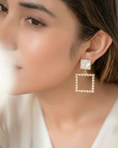Geometric Pearl Earrings