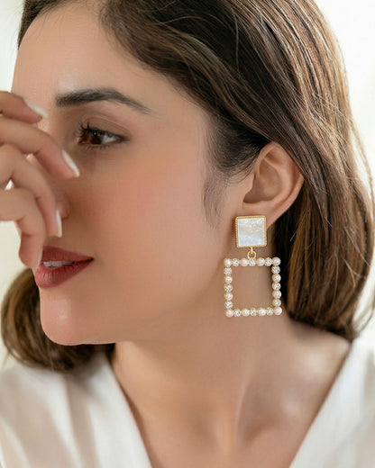 Geometric Pearl Earrings