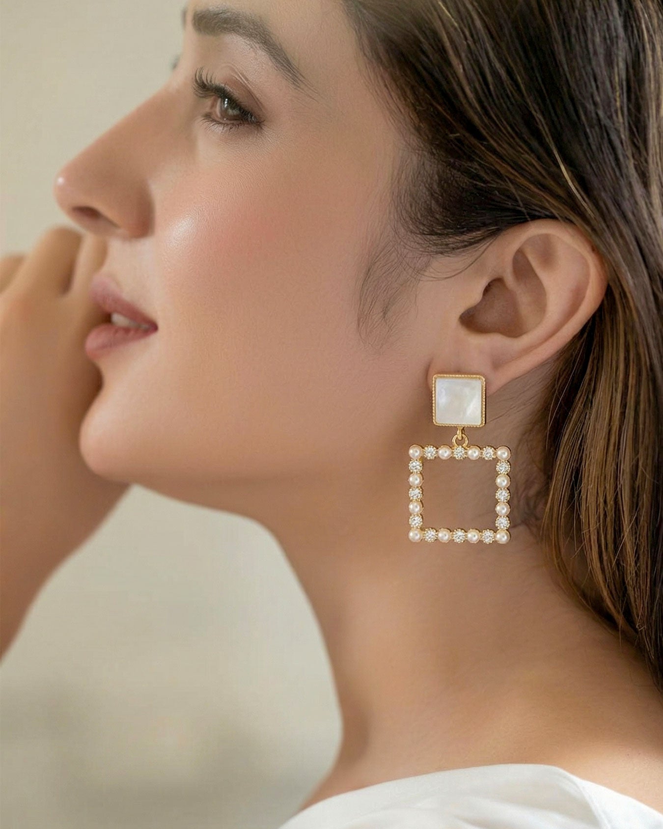 Geometric Pearl Earrings
