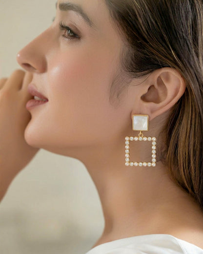 Geometric Pearl Earrings