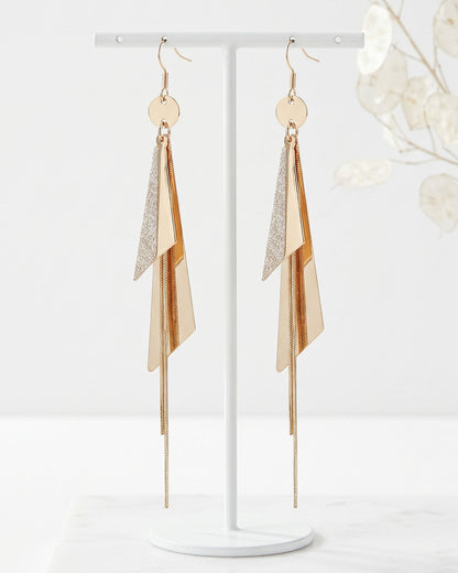Geometric Triangle Tassel Earrings
