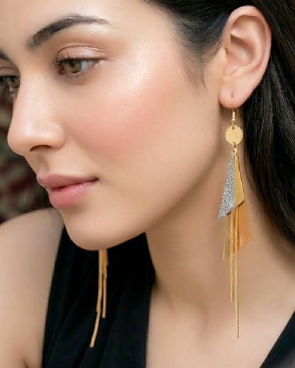 Geometric Triangle Tassel Earrings