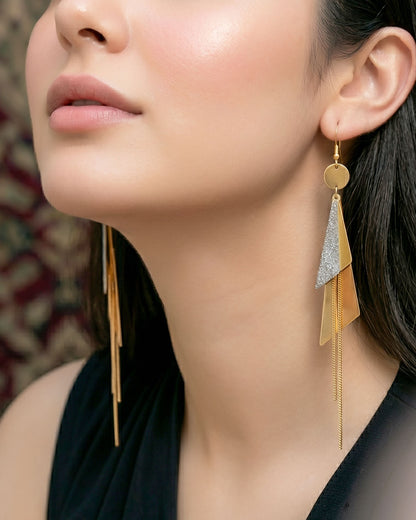 Geometric Triangle Tassel Earrings