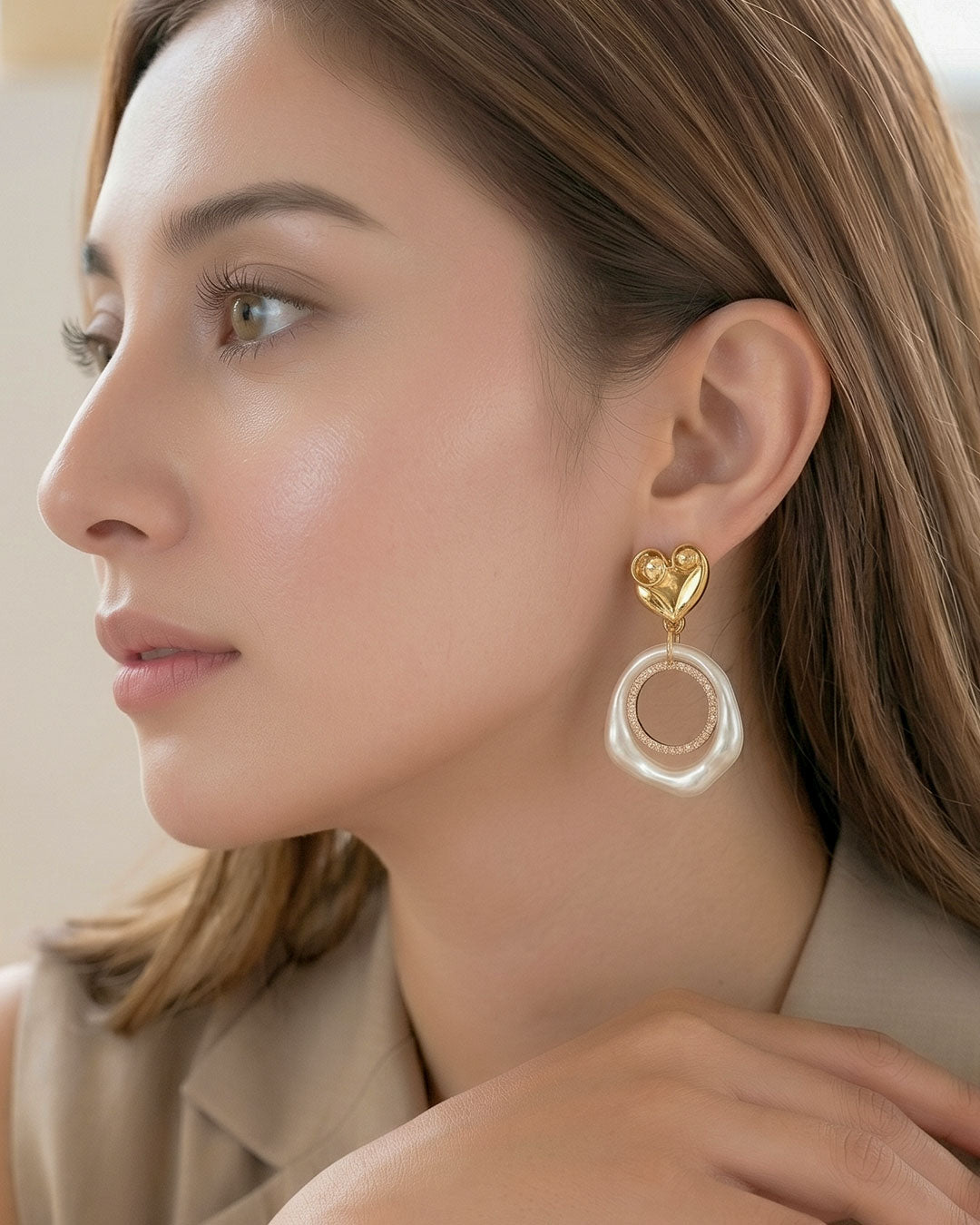 Heart Adorned Hoops Earrings