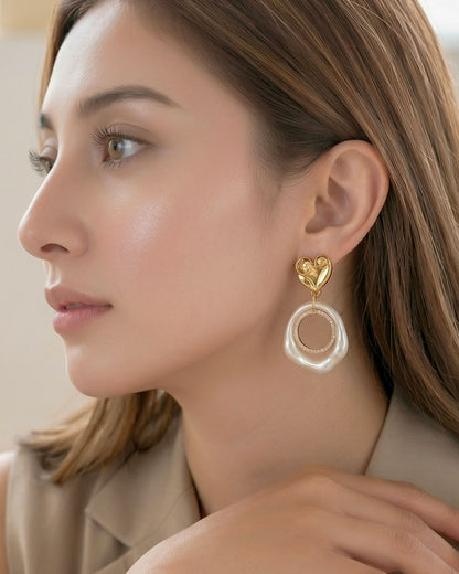 Heart Adorned Hoops Earrings