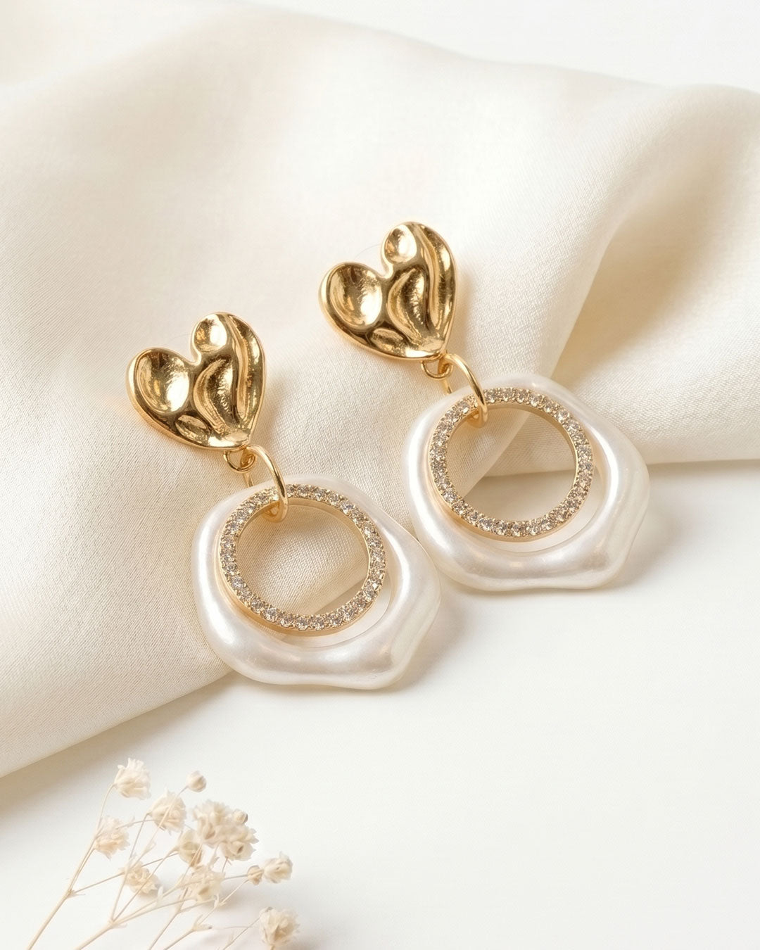 Heart Adorned Hoops Earrings