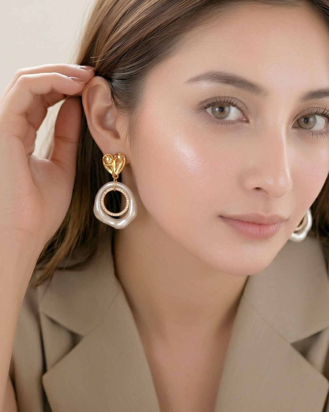 Heart Adorned Hoops Earrings
