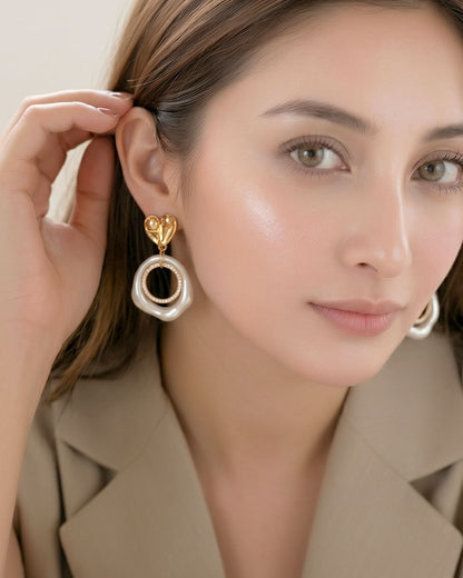 Heart Adorned Hoops Earrings