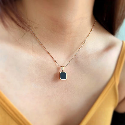 Onyx Square Pendant Necklace