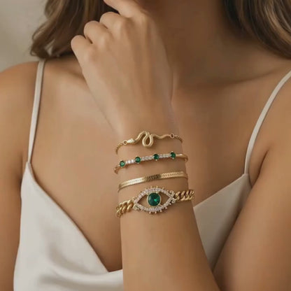Emerald Evil Eye Bracelet