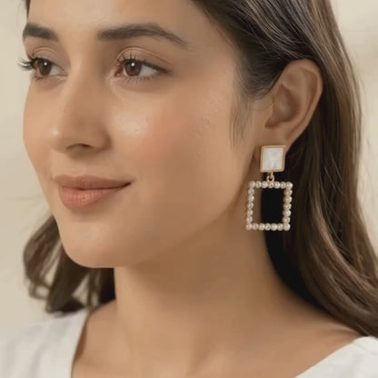 Geometric Pearl Earrings