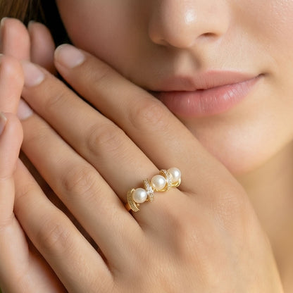 Triple Pearl Ring